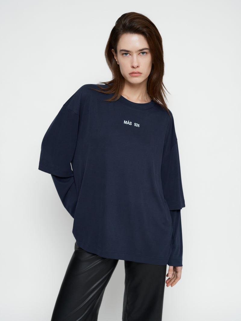 Dark blue double long sleeve