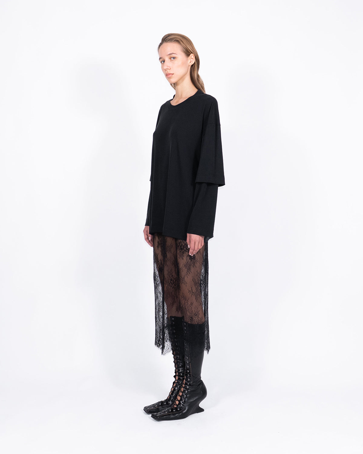 Midi sheer lace skirt