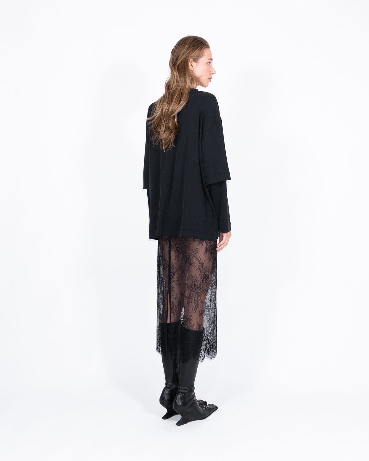 Midi sheer lace skirt