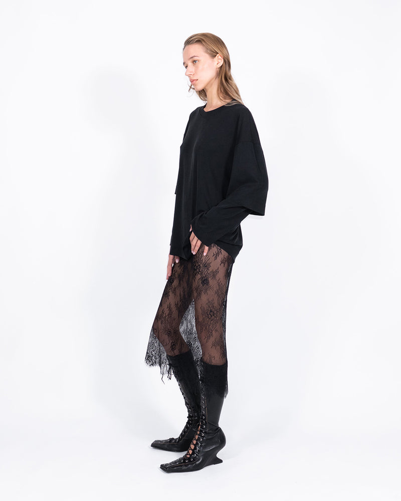 Midi sheer lace skirt