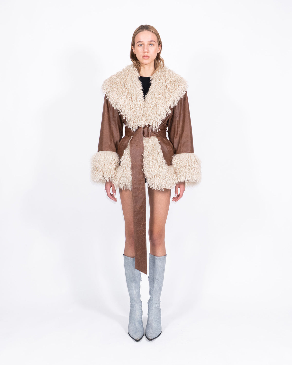 brown jacket with faux fur