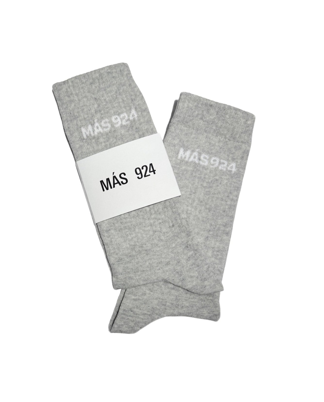 Grey socks with white logo - light