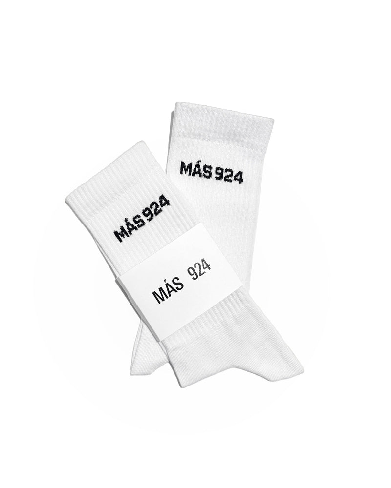 White socks with black logo - light