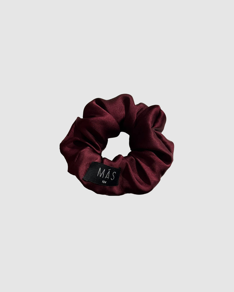 Burgundy silk scrunchie