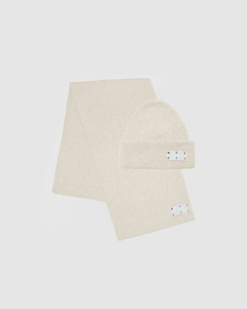 Milk beanie and scarf set