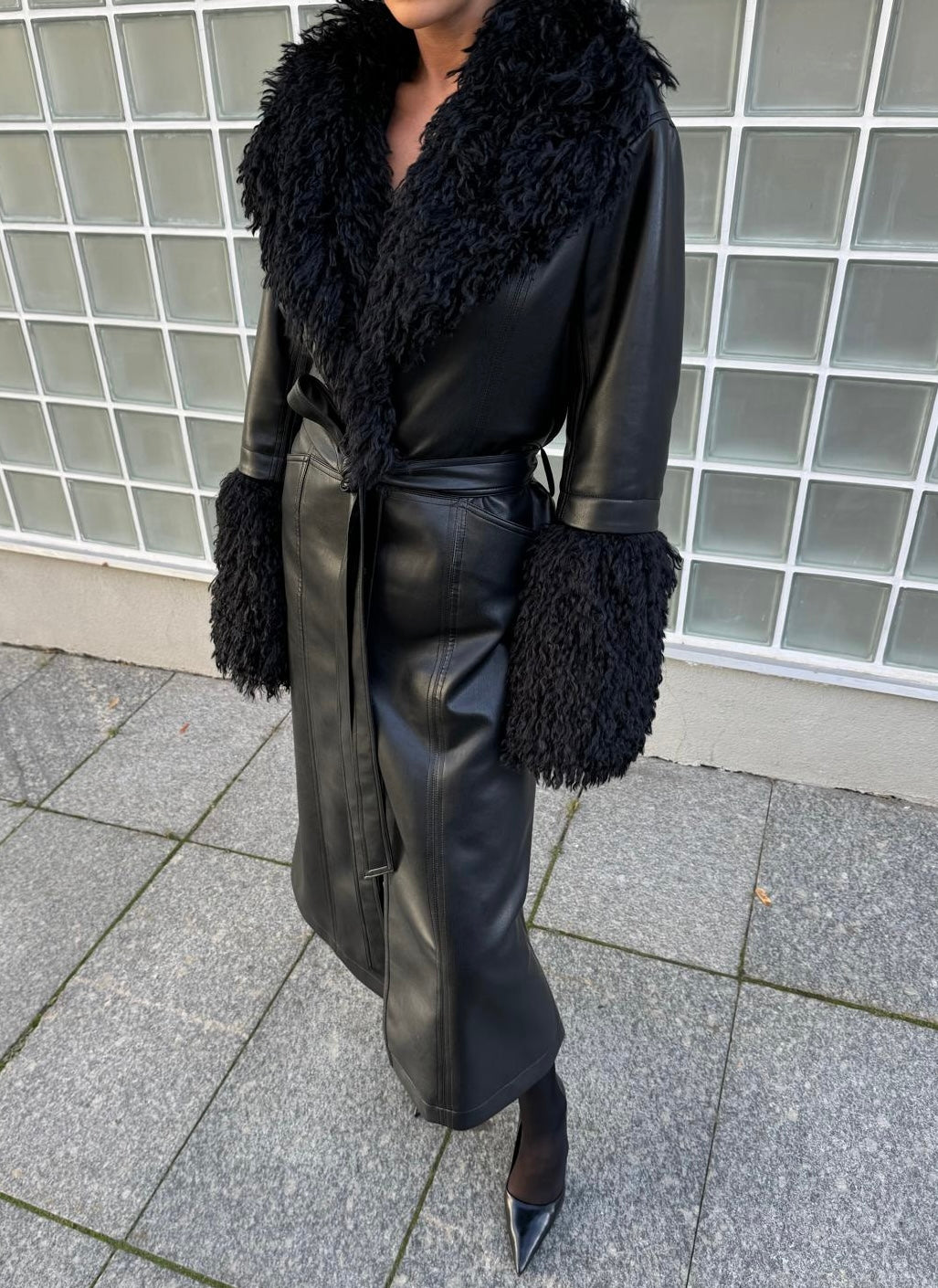 Black leather coat