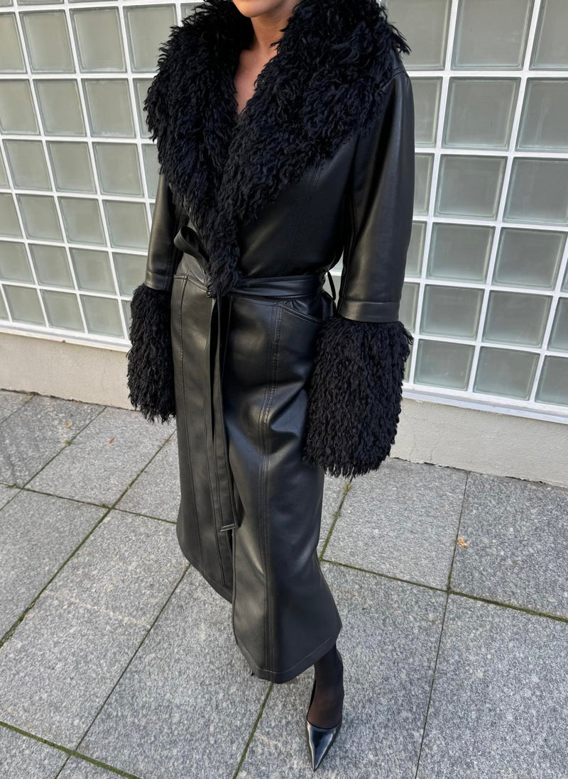 Black leather coat