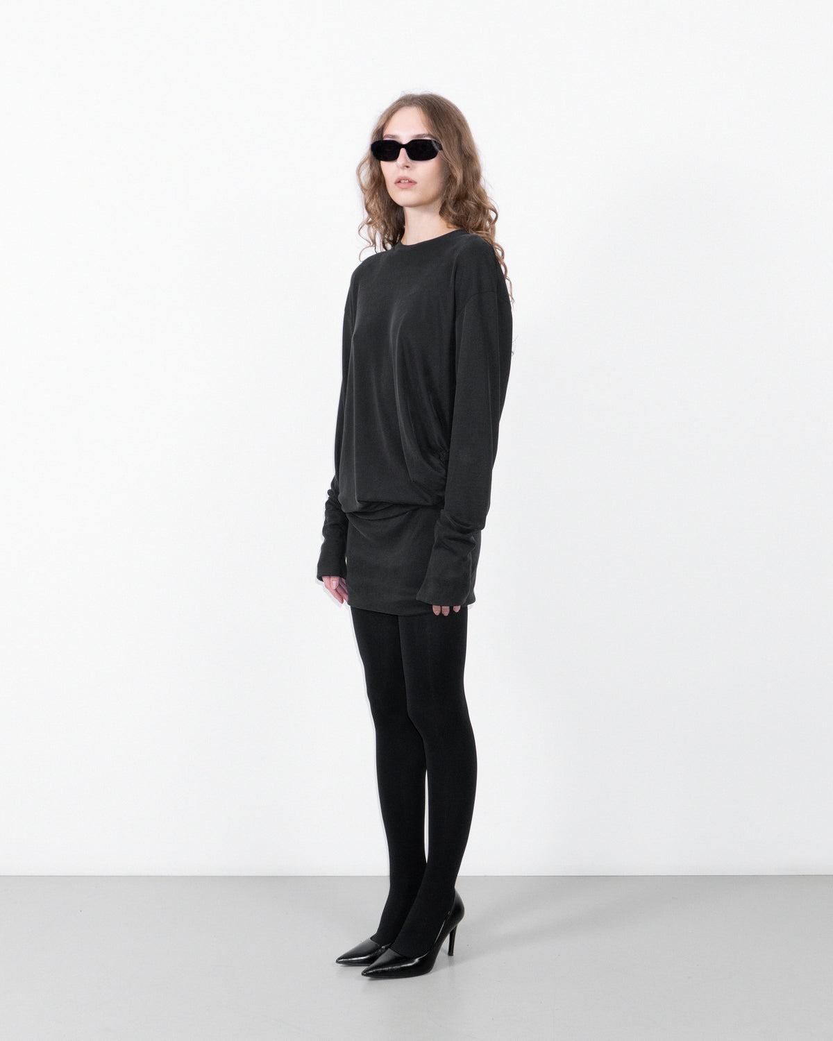 Draped black dress