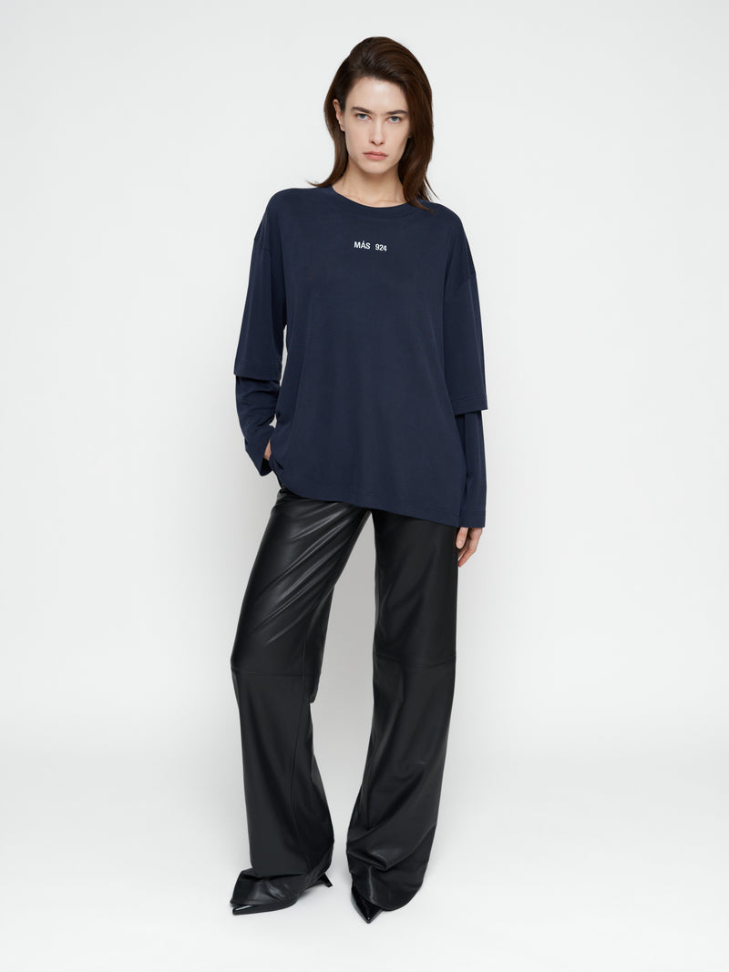 Dark blue double long sleeve