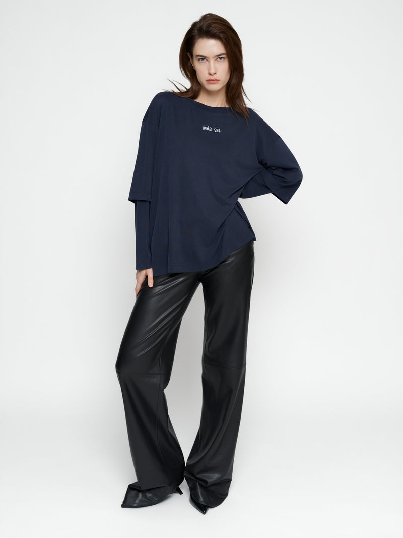 Dark blue double long sleeve