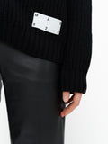 Black merino wool zip sweater