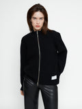 Black merino wool zip sweater