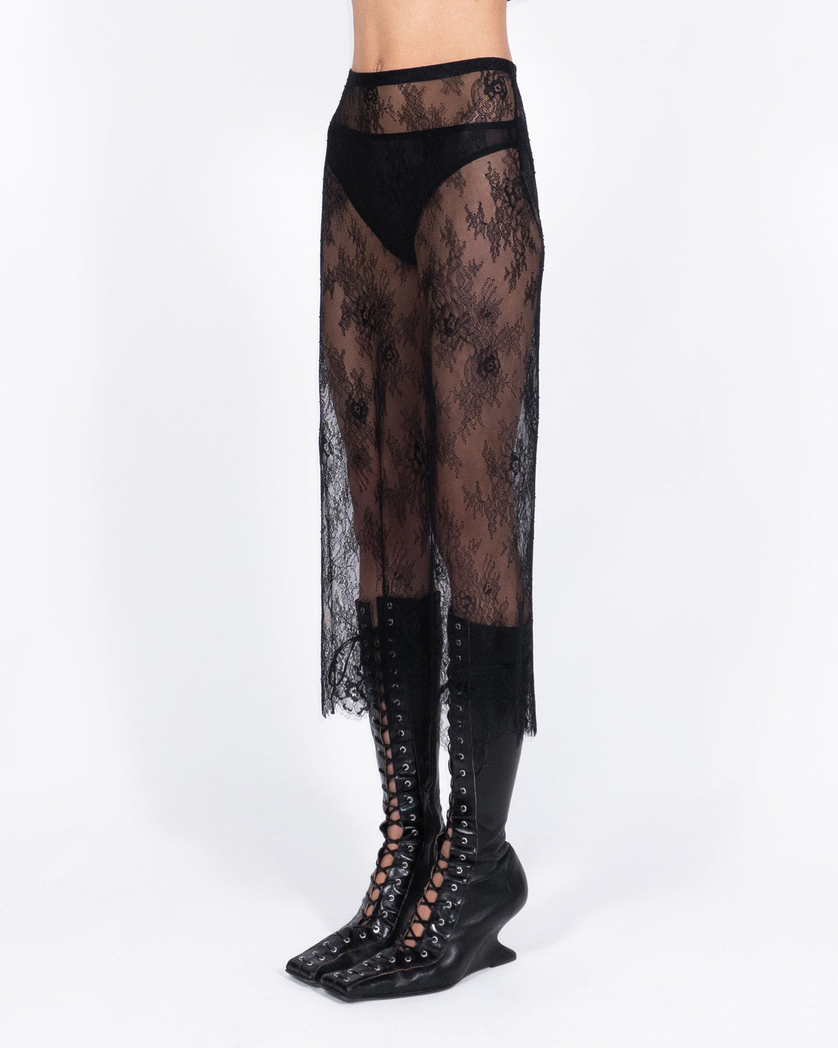 Midi sheer lace skirt