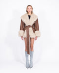 brown jacket with faux fur