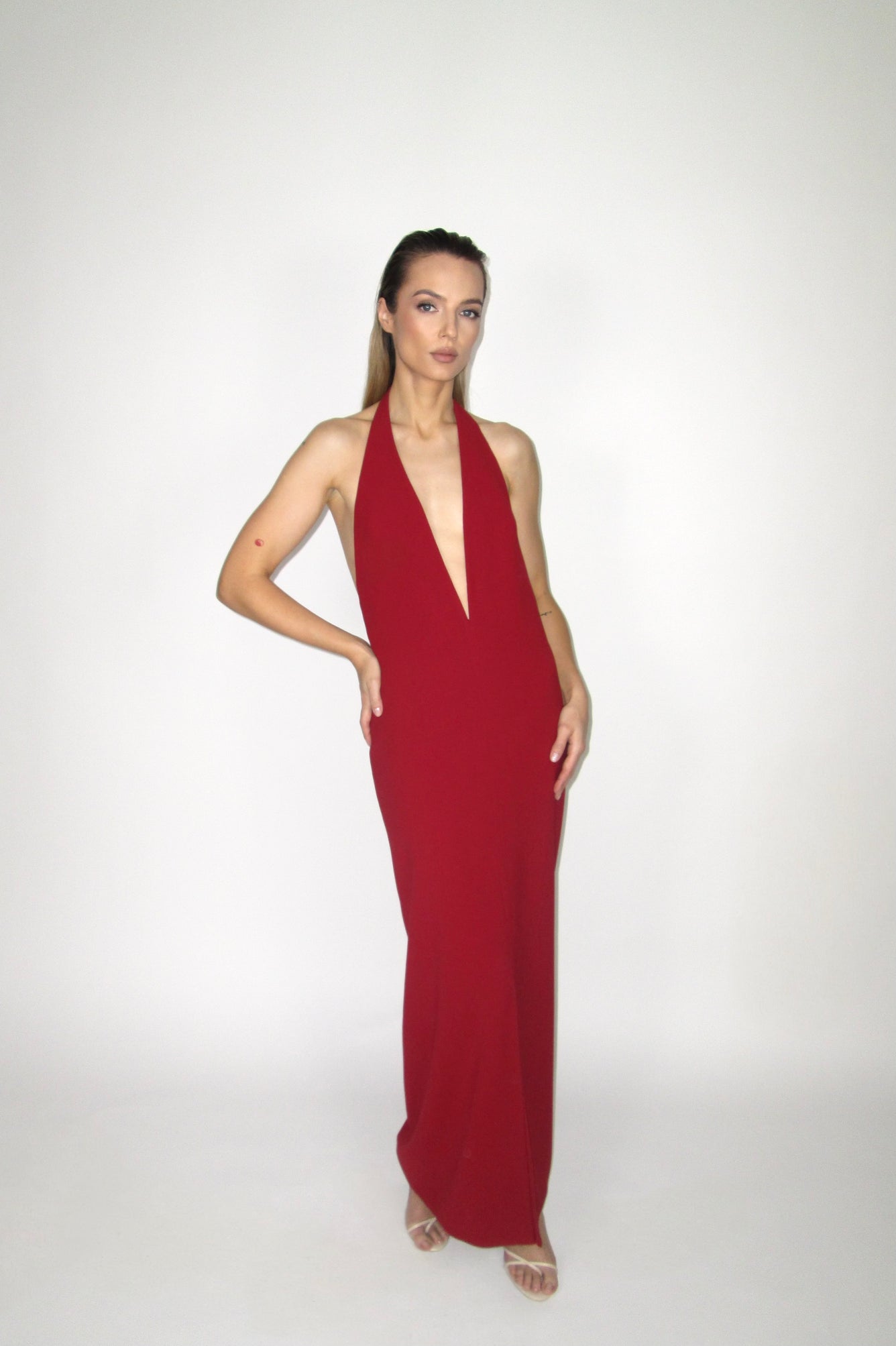 Backless halter dress