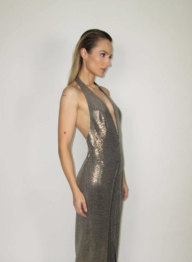 Backless halter dress