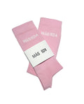 Pink socks with white logo - light