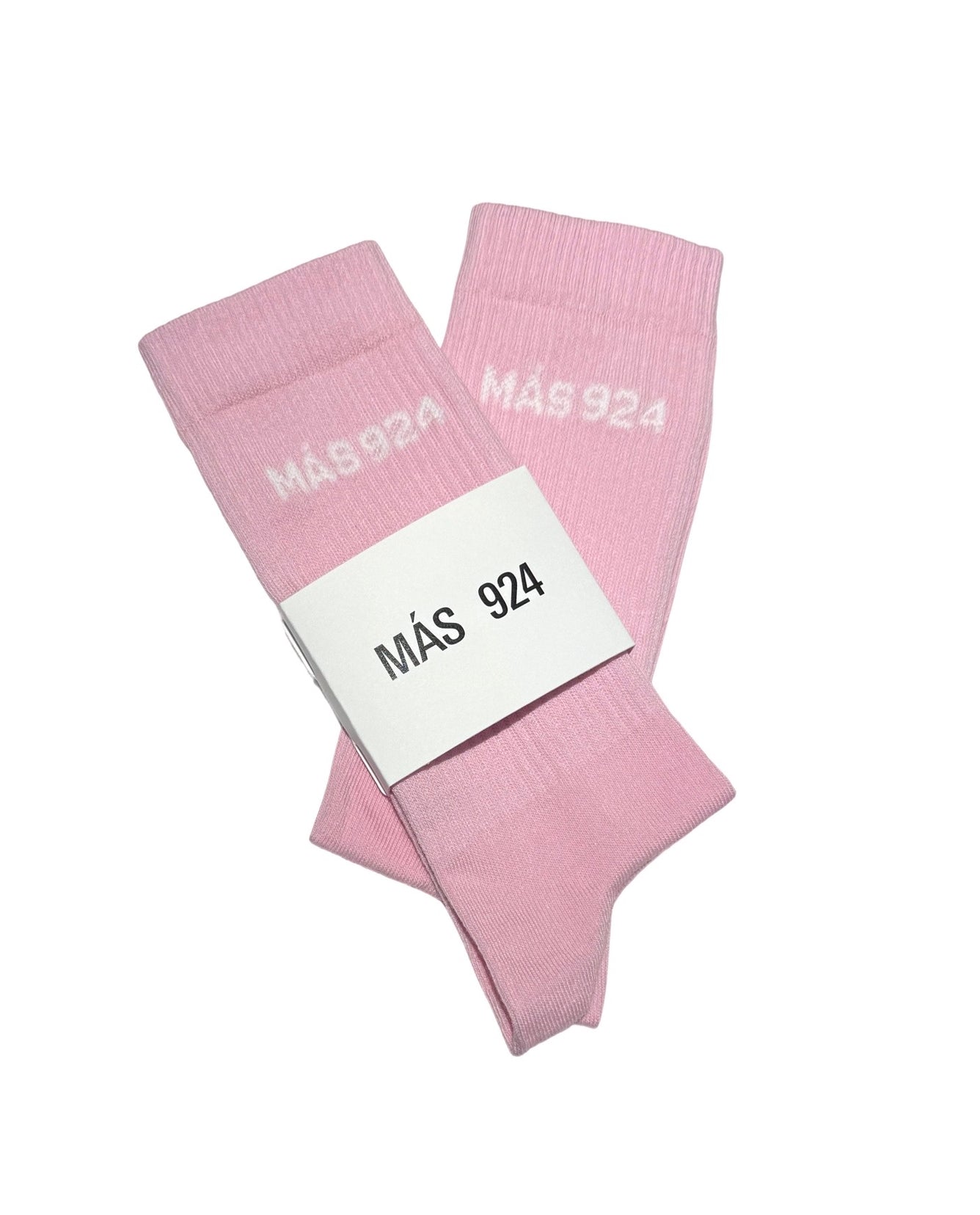 Pink socks with white logo - light
