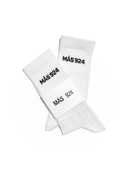 White socks with black logo - light