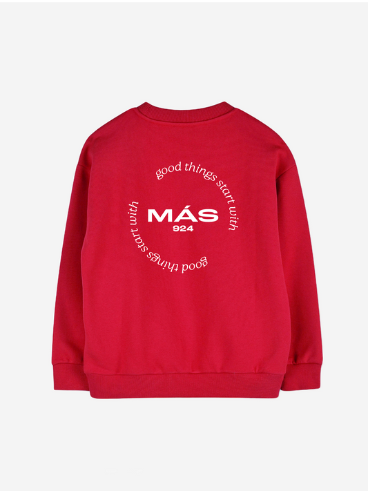 Red sweatshirt with round logo