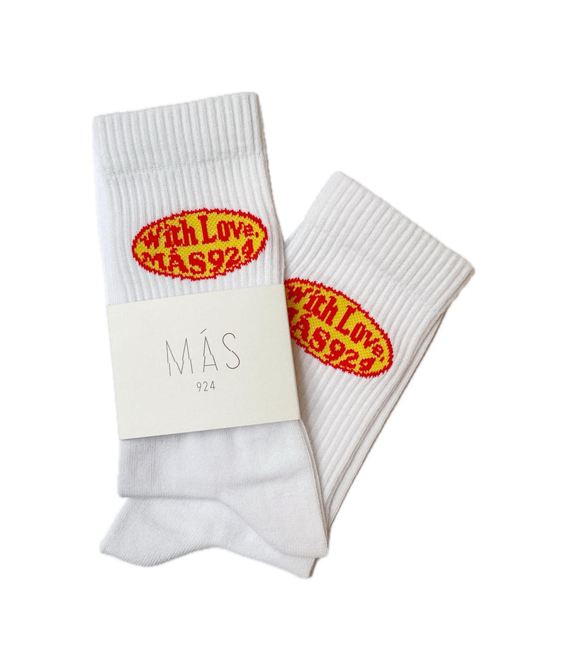 "With love, MÁS 924" socks