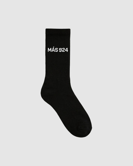 Black socks with white logo - light