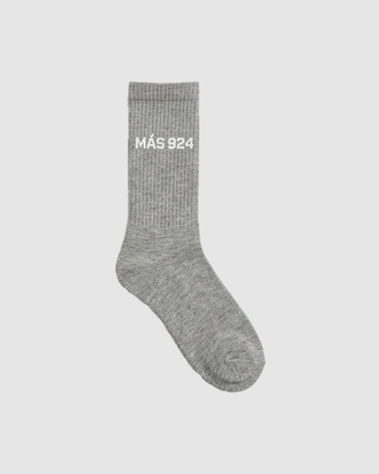 Grey socks with white logo - light