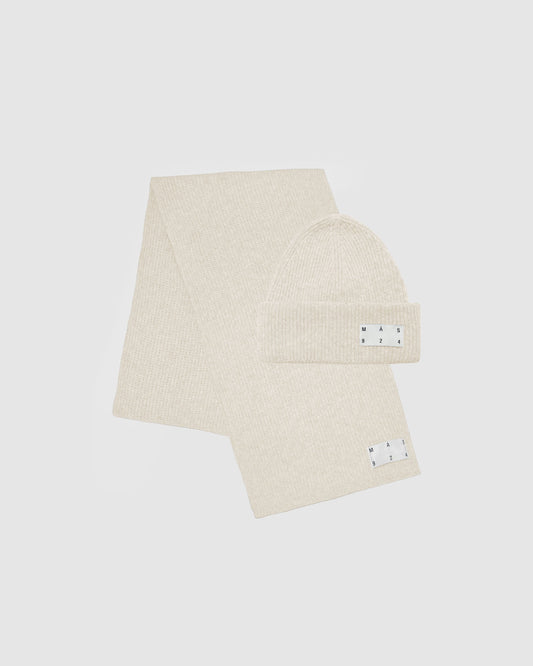 Milk beanie and scarf set