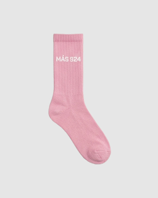 Pink socks with white logo - light