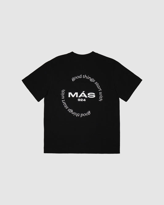 Black t-shirt with round logo