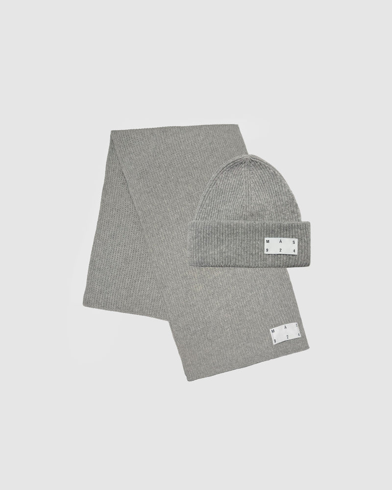 Grey beanie and scarf set