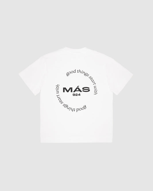 Unisex white t-shirt with round logo