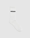 White socks with black logo