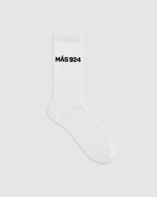 White socks with black logo - light